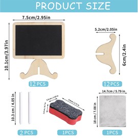 Mini Chalkboard Signs Set, 12Pcs Small Black Chalkboard Signs for Labeling, Stand Eraser Small Wooden Blackboards, Blackboards for Message Signs (Style 1)