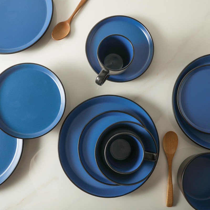 Stone Lain Albie Stoneware 32-Piece Modern Dinnerware Set, Kitchen Plates