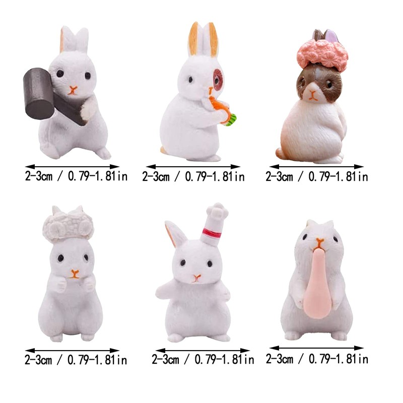 12 pieces mini rabbit figures, miniature landscape rabbits, miniature rabbits,