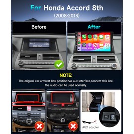 DSP Car Stereo for Honda Accord 8th 2008 2009 2010 2011 2012 Radio Wireless Carplay Android Auto,Podofo 10.1'' 1080P Touch Screen 26UIs EQ Mirror Link Bluetooth WiFi FM/RDS Backup Camera 2G+32G
