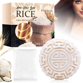 Rice Water Shampoo Bar, Shampoo Soap Solid, Rice Shampoo Bar, 2-in-1 Rice Water and Conditioner Bar, Anti-Hair Loss Rice for Hair Growth, Moisturising