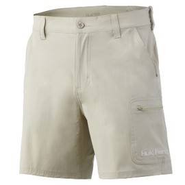 Huk Men's Next Level 7" Short | Quick-Drying Performance Fishing Shorts with UPF 30+ Sun Protection , Khaki, Large