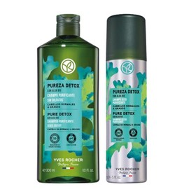 Yves Rocher Set Capilar Anti-Sebo PURIFICANTE y DETOX: Shampoo Pureza Detox (300 ml) + Sampoo Seco desodorante y refrescante (150 ml)