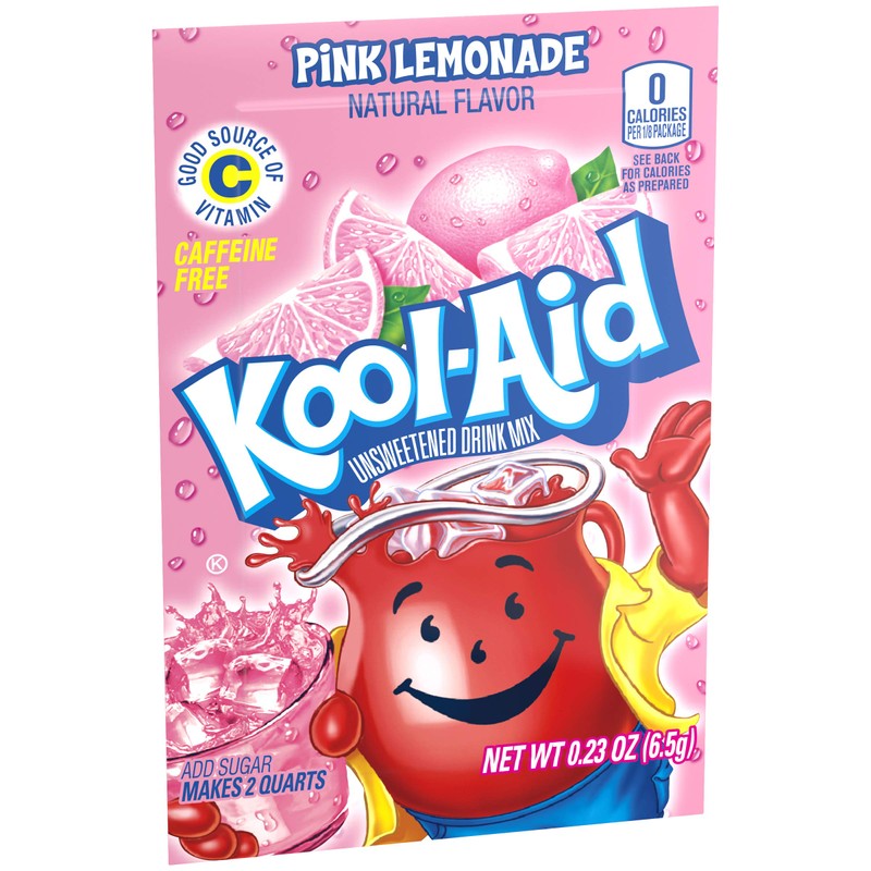 Kool-Aid Unsweetened Caffiene Free Pink Lemonade Zero Calories Powdered Drink