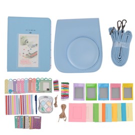 Instant Camera Accessory Kit with Case Strap Album Selfie Mirror Frames Stickers Filters Clips Strings Pen Instant Camera Bundle for Mini 12 Hydrangea Blue