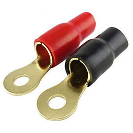 (2) Wire Ring Terminals Gold 1/0 Gauge 5/16" Connectors