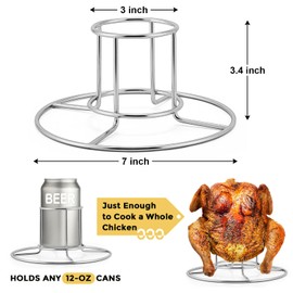 E-far 2-Pack Beer Can Chicken Holder for Grill Smoker Oven, Vertical Stainless Steel Beer Butt Chicken Stand for Whole Chicken Roaster, Food Grade & Non-Toxic Rack for Tender and Juicy Chicken
