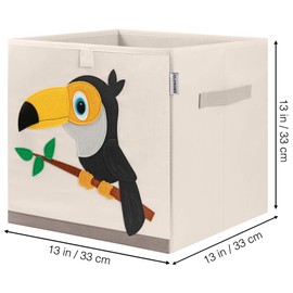 CLCROBD Foldable Animal Cube Storage Bins Fabric Toy Box/Chest/Organizer for Kids Nursery, 13 inch (Toucan)