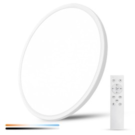 20 Inch Large LED Flush Mount Ceiling Light with Remote, 40W,4350LM, 3000K-6000K Selectable, White Round Flat Panel Low Profile Ceiling Light Fitures for Hallway, Kitchen, Bedroom, Laundry Room