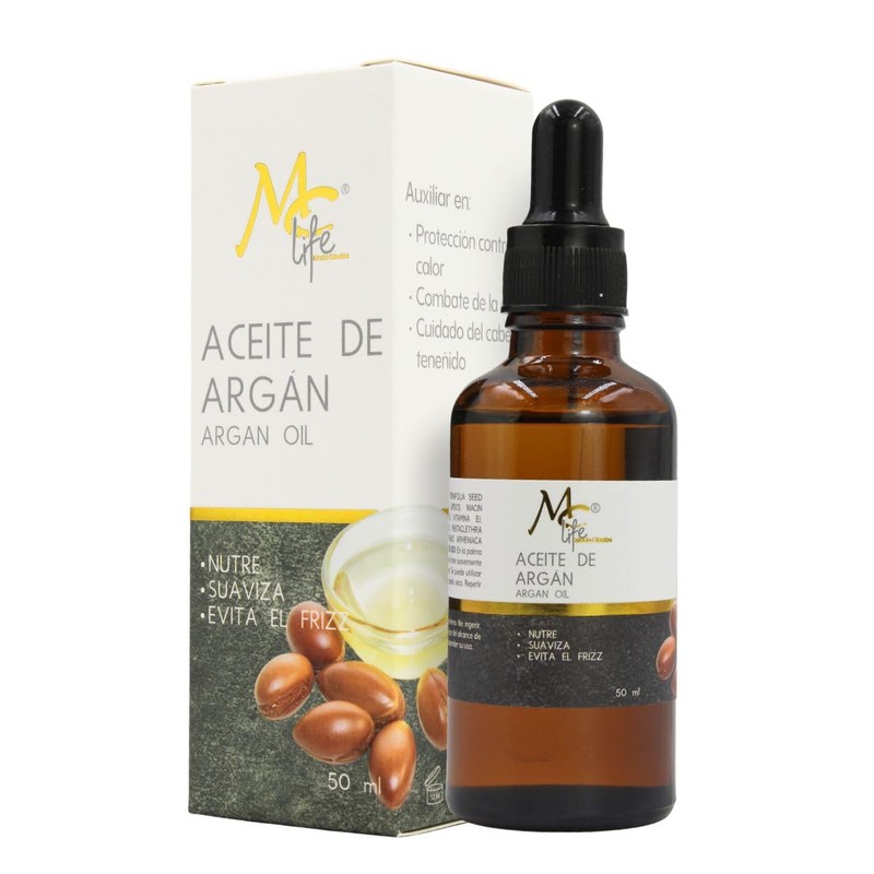 Aceite de Argn 50ml, Controla Frizz, Nutre Cabello. Mc Life
