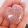 Manekieko Manekieko Natural Strawberry Quartz Palm Worry Carved Heart Love