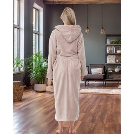 Alexander Del Rossa Women's Robes, Long Plush Bathrobe, Womens Robe with Hood, Hooded Robes for Women Plus Size Robe Rose Taupe Medium (A0116RSTMD)