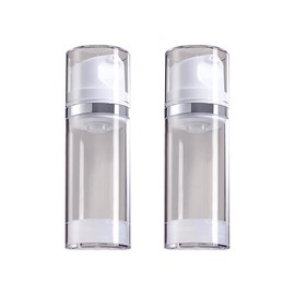 Airless Pump Bottles Empty Hydrating Pump Dispenser Refillable Vacuum Lotion Clear Plastic Cosmetic Bottles for Shampoo Liquid 2 Pack