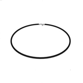 Agalea | Collar de Caucho negro con Broche de Plata Ley 925 Hombre 3mm x 45, 50 o 55 cm para hombre o mujer (55 cm)