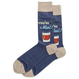 Hot Sox Men's Fun Pop Culture & Celebration Socks-1 Pair Pack-Cool & Funny Novelty Gifts, You're Neat Crew (Denim Heather), 6-12