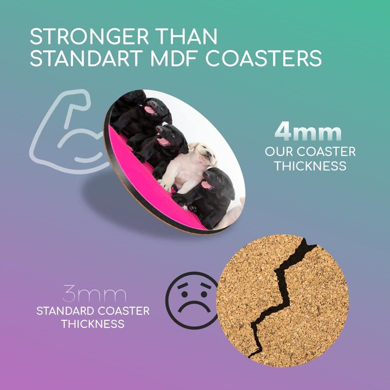 1 x Round Coaster - Labrador Puppies Puppy Dog Cork