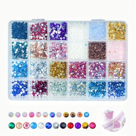 24 Colours Resin Rhinestones Kits 3500Pcs 3-4mm Flatback Round Nail Jelly Rhinestones DIY Bedazzling Non Hotfix Crystal Gems for Nail Art Crafts Face Tumblers Cup Mugs Shoes Clothing