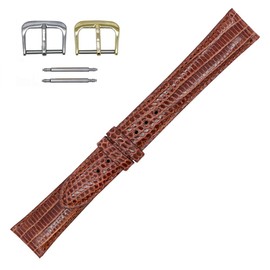 Real Leather Creations Exotic Watch Band Lizard Watch Strap with Hand-Painted Edges | Watch Band with 2 Interchangeable Silver And Gold Buckles & Complementary Spring Bars