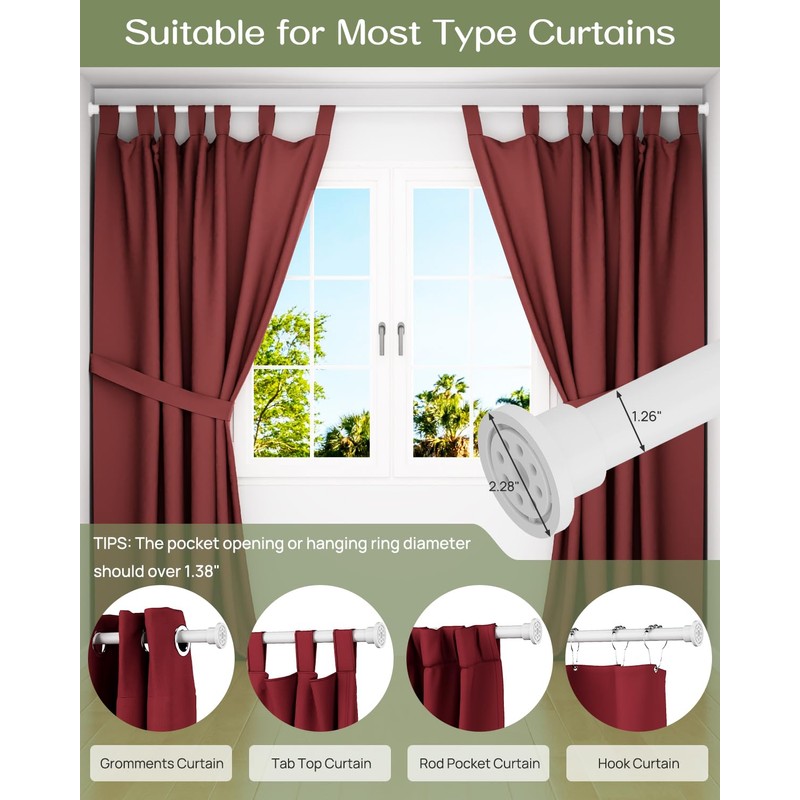 ALLZONE Tension Curtain Rod for Window, 83-123 Inches, Heavy Duty