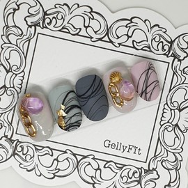 Grade drawing handmade nail tips - Short ballerina / 그레이드로잉 수제네일팁 - 숏발레리나