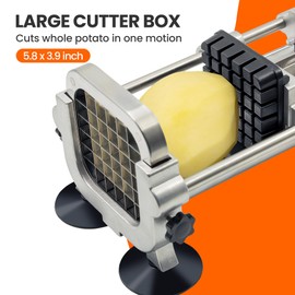 Tongdayi French fry cutter with two blades (1/2 inch and 3/8 inch), commercial stainless steel French fry slicer, suitable for whole potatoes, carrots, and cucumbers,fries cutter,potato slicer