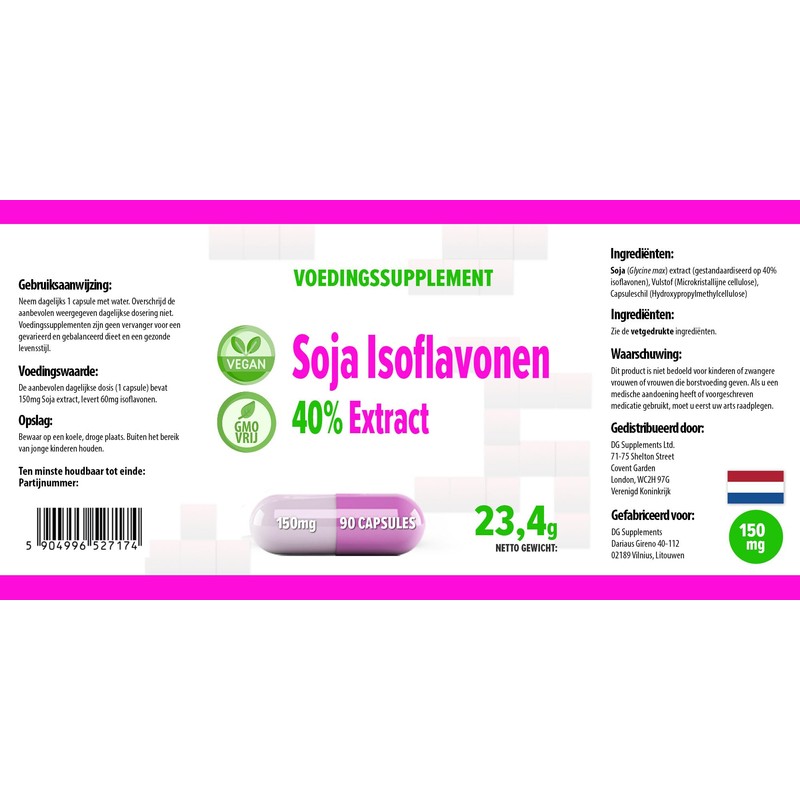 SOYA Isoflavones 40% 90 Vegan Capsules, 3rd Party Lab Tested,