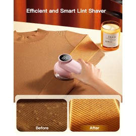 coldSky Rechargeable Fabric Shaver, Lint Shaver with Digital Display, Sweater Shaver with 6-Leaf Blades and Safety Lock, 3-Speeds Defuzzer Remove Fuzz, Pills from Clothes, Furniture, Sofa, Pink