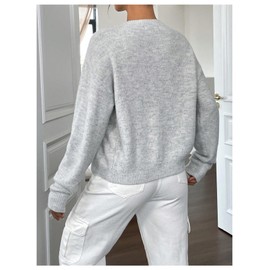 RoseSeek Women's Knit Cardigans Long Sleeve Button Dwon Lightweight Cardigan Sweaters Trendy Fall Outfits Grey M