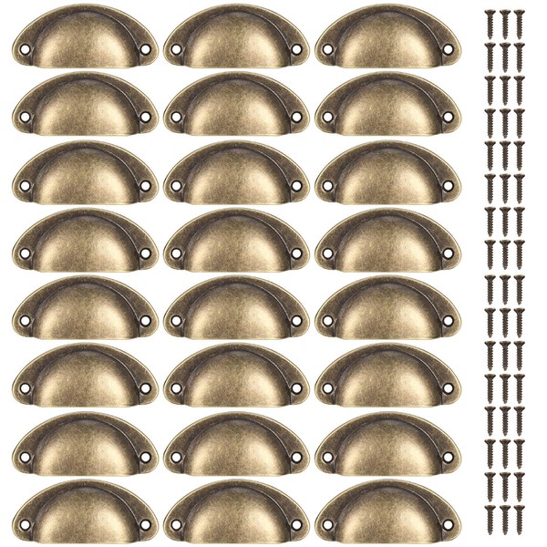 LJHOME 24 Pcs Shell Cup Handles, Semi Circle Drawer Pull