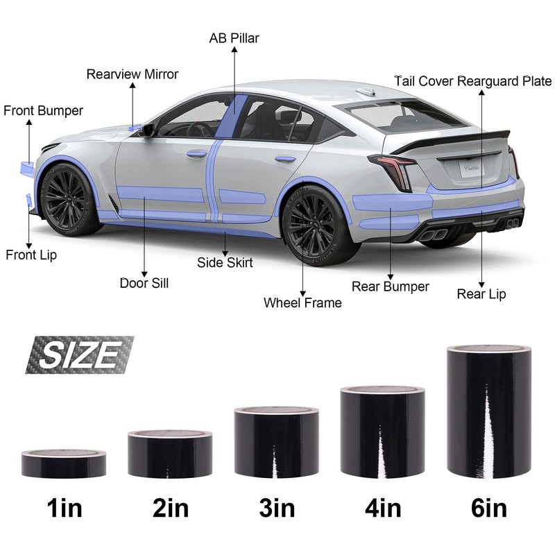 Lypumso Gloss Black Vinyl Wrap for Chrome Delete, 6 Inch