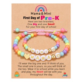 UNGENT THEM First Day of Pre k Preschool Bracelet Mommy and Me First Day of School Bracelet for Mom and Daughter Mother Daughter Bracelets Back to School Gifts for Girls