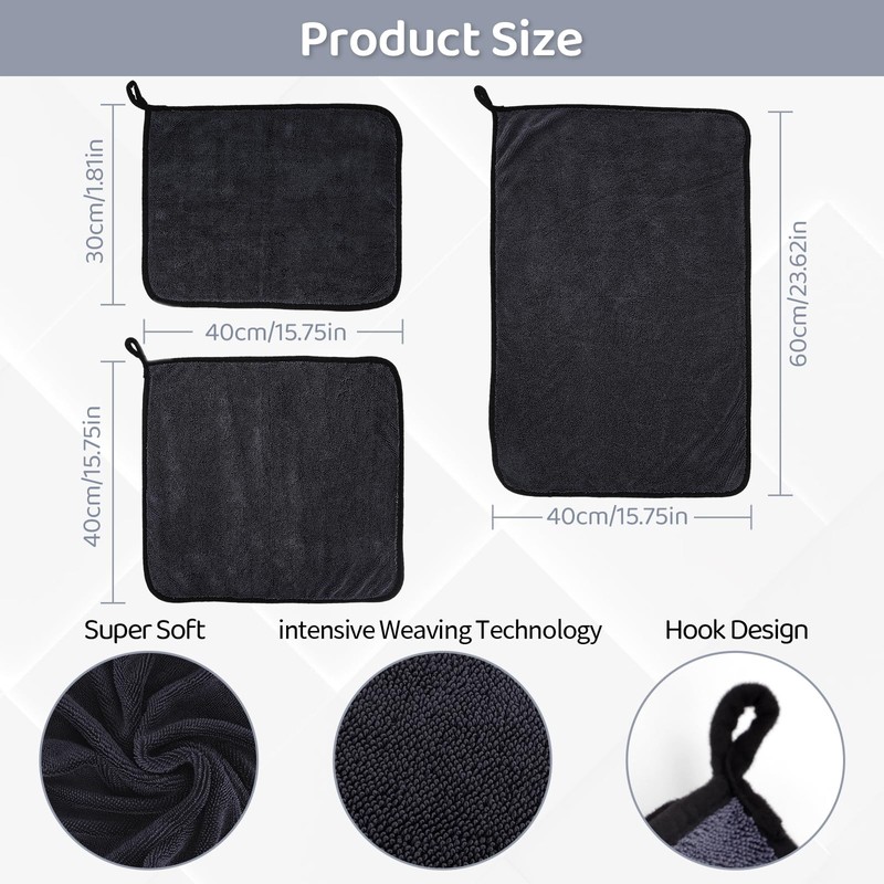 3PCS Shiny Bath Wipes Cleaning Cloths for Shower,Ultra Absorbent Microfiber