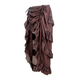 Charmian Women's Steampunk Gothic High Low Cyberpunk Ruffle Skirt Coffee XXX-Large