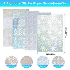 Windspeed 36 Sheets Holographic Laminate Film Waterproof Vinyl sticker, Transparent Holographic Overlay Lamination With Gem Spot Rainbow Star 4 Patterns(21×30cm)