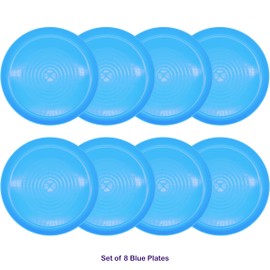 Bloomsworld 8 Toddler Plastic Plates Set, Reusable, BPA Free, Kids Nursery Tableware for Boys and Girls - Blue