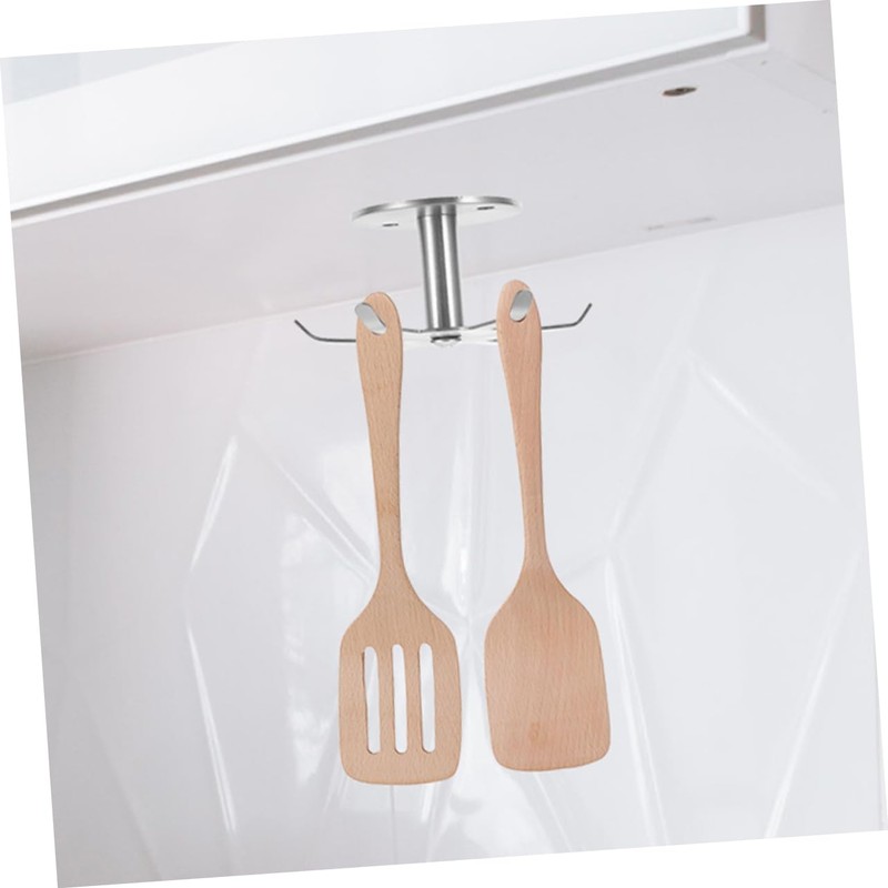 ABOOFAN 2pcs Rotatable Stainless Steel Cabinet Hooks for Kitchen Utensils