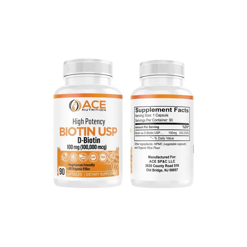 Ace Nutrition Biotina Alta Potencia Cápsulas 100,000 Mcg