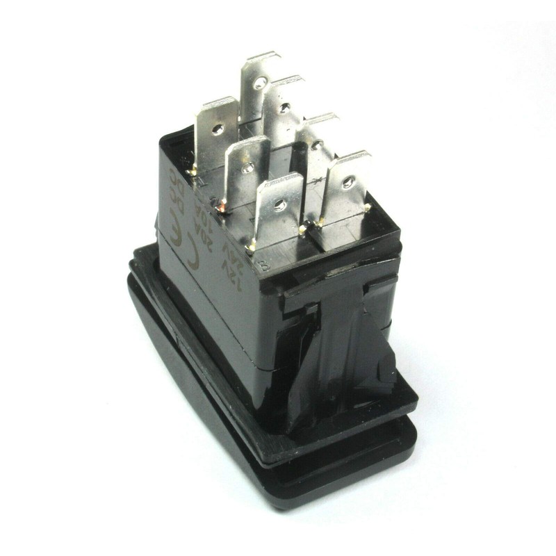 (HO #23) MOMENTARY Rocker Switch; 7 Pins; DPDT, 20A 12vdc,