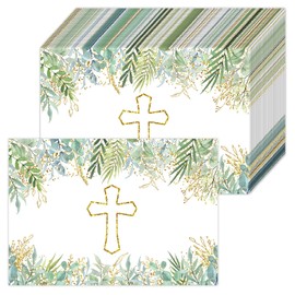 Paper Placemats Disposable 50 Pack Blessed Cross Placemats 16x 11 Inch Eucalyptus Summer Seasonal Paper Table Mats for Home Kitchen Dining Table Party Decoration(Cross)