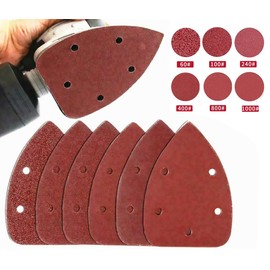 TSUCIA Mini Delta Sander Sandpaper Sanding Discs Sanding Pads 5.5 inches (140 mm), 60 Sheets #60#100#240#400#800#1000 Electric Sander Paper Sander File