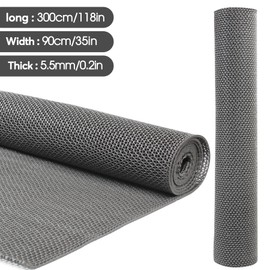 Drainage Flooring Mat, 3 x10 Ft 0.22'' Thick Pool Flooring Mat, Anti-Slip Commercial Kitchen Mat,Ideal Entry Way Doormat for Home,Pools,Bathroom,Garden,Kitchen,Indoor Outdoor Wet Area(Grey, 0.9X3M)