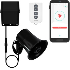 Outdoor Alarm Controller 2 and SirenFob Kit, Battery-Powered Siren/Alarm/Relay Controller, 12VDC Out, Up to 1/4 Mile Open-Air Range, 110dB Siren Included, YoLink Hub Required