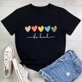 LOOKFACE Women Graphic T Shirts Cute Soft Tees Black Small