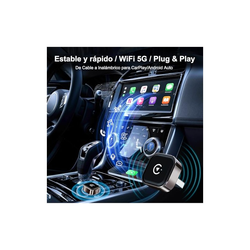 MUKEAO Adaptador Inalámbrico 2 en 1 para CarPlay y Android