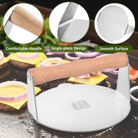 RTT Stainless Steel Burger Press-Engraved Letter Customized Gift idea,6 inch Round Burger Smasher, Professional Griddle Accessories Kit, Grill Press Perfect for Flat Top Griddle Grill Cooking