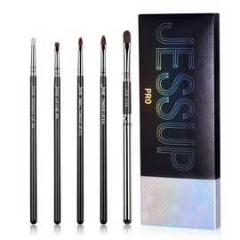 Jessup Lip Brush Set 5 Pieces Professional Makeup Brush Set High Quality Make Up Brush Set Black Silver T325