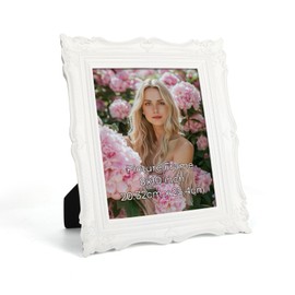 PHAREGE 8x10 Vintage Picture Frame White, 8 by 10 Ornate Antique Picture Frame for Wedding, Retro Photo Frame Displays Horizontally or Vertically On Tabletop