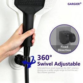 Adjustable Shower Holder for Wall Adhesive Handheld Showerhead Bracket No Drilling Wall Mount Waterproof Shower Head Wand Holder for RV Kids Bathroom Shower, Black