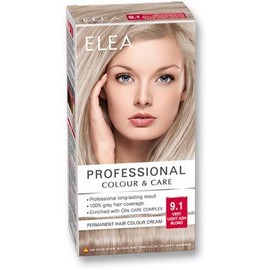 ELEA Professional Permanent Hair Colour Cream 9.1 Very Light Ash Blonde with Oil Care Complex