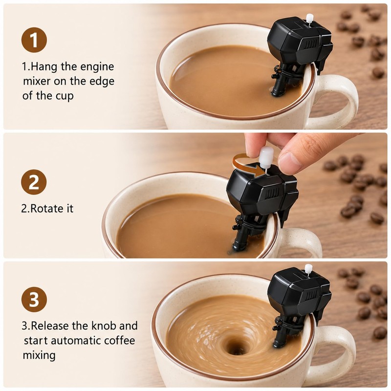 6pcs Boat Motor Coffee Stirrer, Wind Up Outboard Motor Coffee